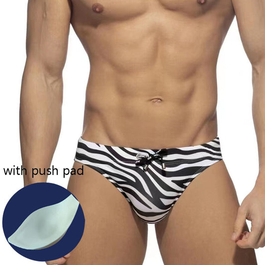 New! Jungle Zebra Swim Boxer Briefs (Padding option available)