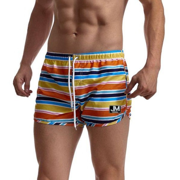 JOCKMAIL Vintage Stripe Rainbow Beach Shorts