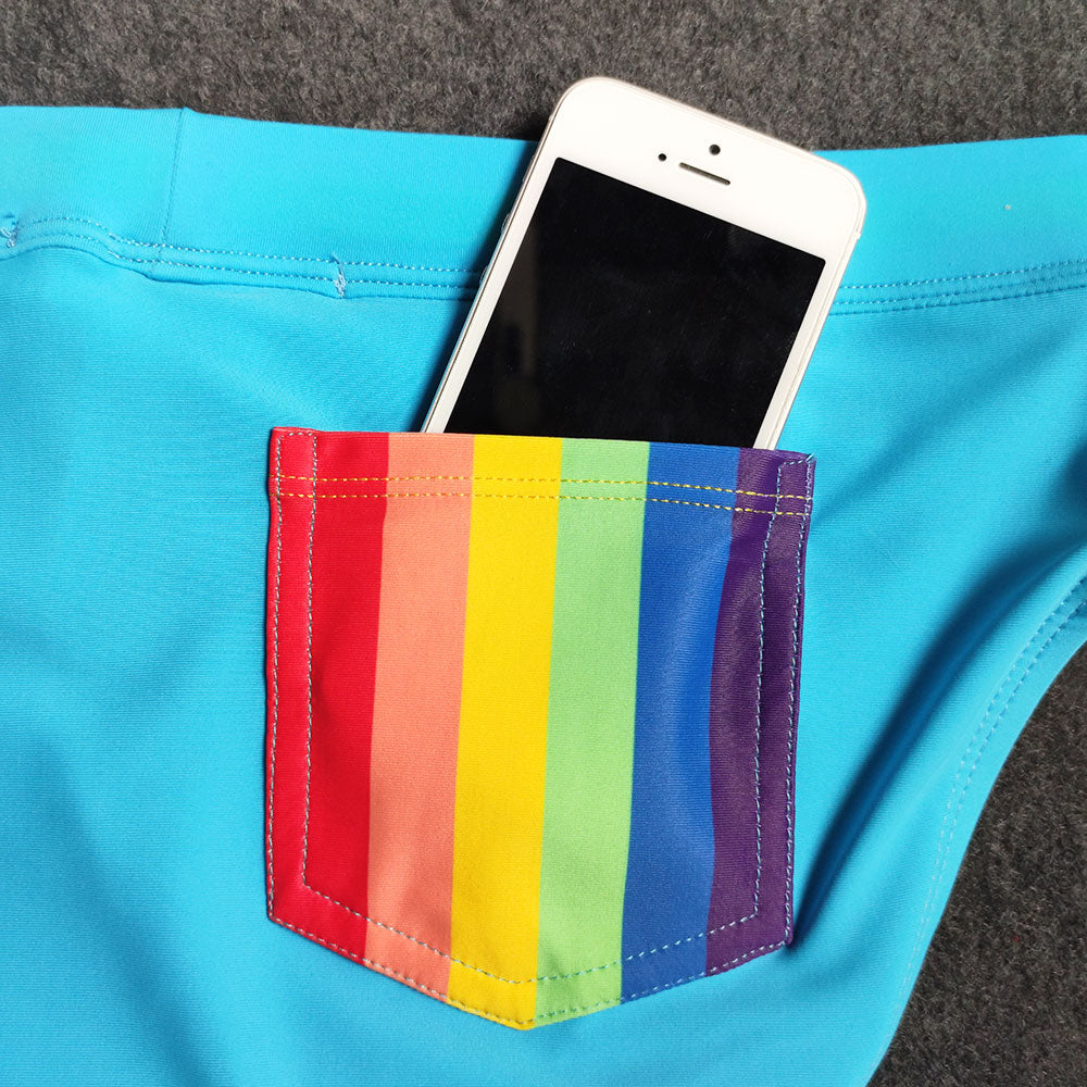 Pride In A Pocket White Swimming Briefs (FREE removable push-up