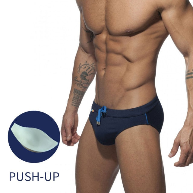 Pride In A Pocket Navy Swimming Briefs (FREE removable push-up padding)