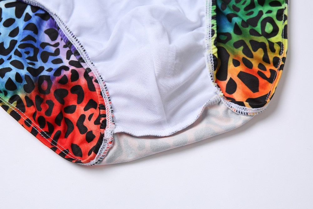 Colorful Leopard Printed Swimming Briefs