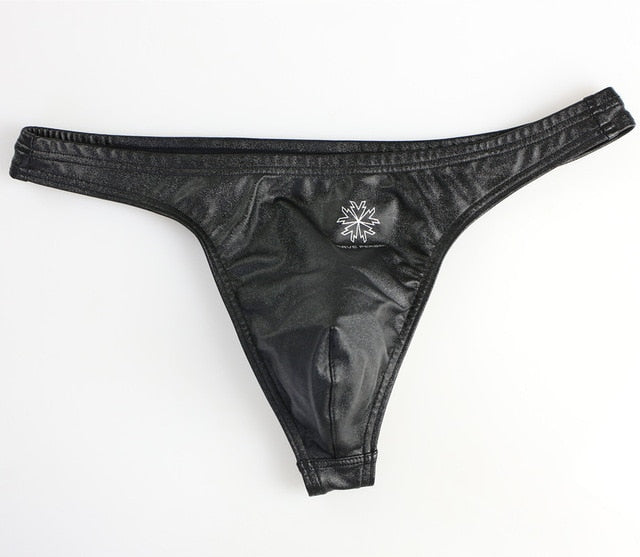 NEW! BRAVE PERSON #BeTheLight Black Shiny Laser Fabric Thong