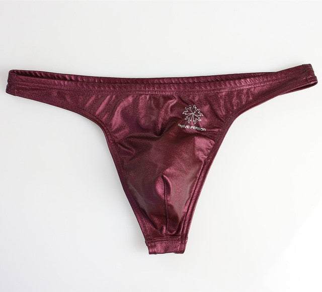 NEW! BRAVE PERSON #BeTheLight Burgundy Shiny Laser Fabric Thong